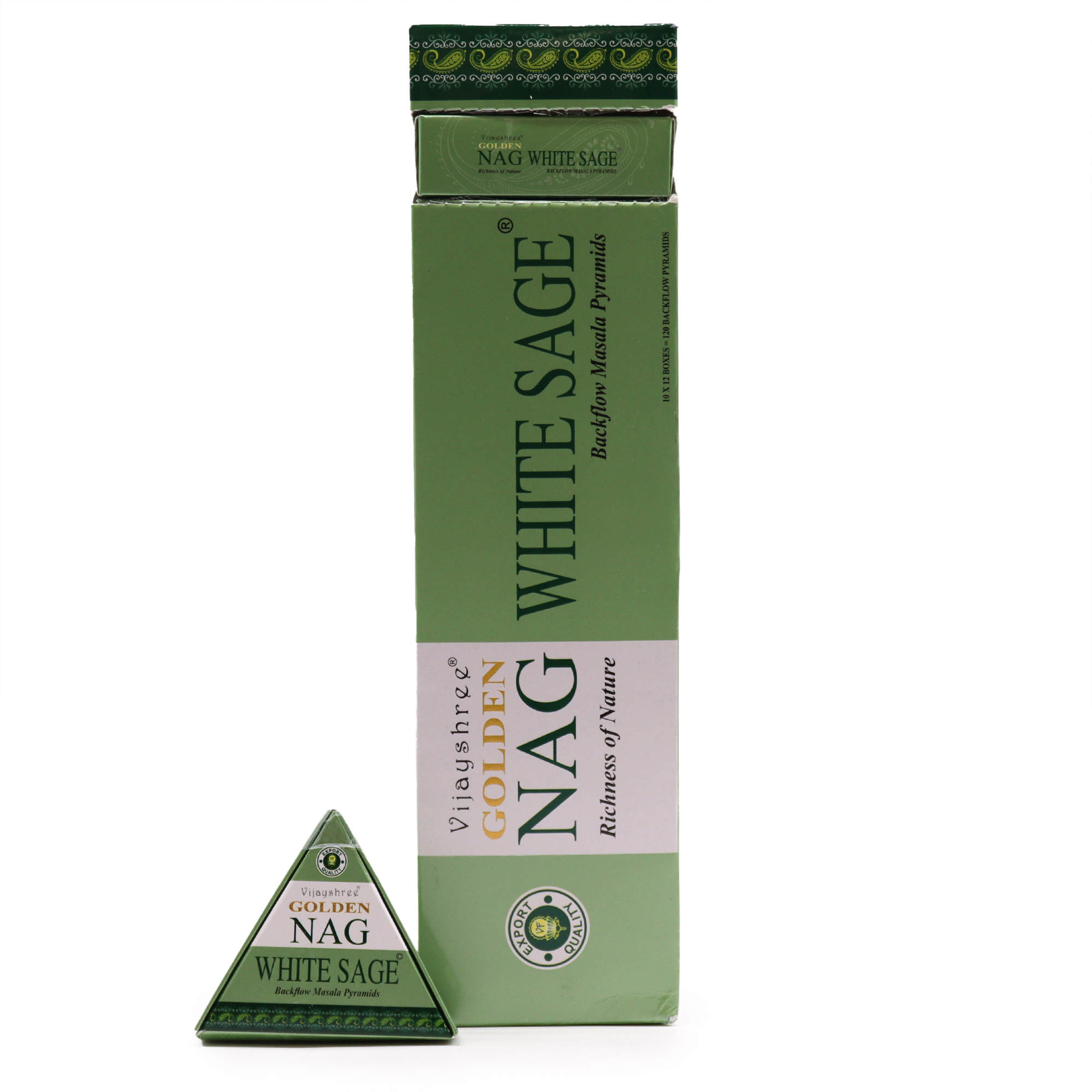 Golden Nag Jumbo Backflow füstölőkúp - Fehér Zsálya