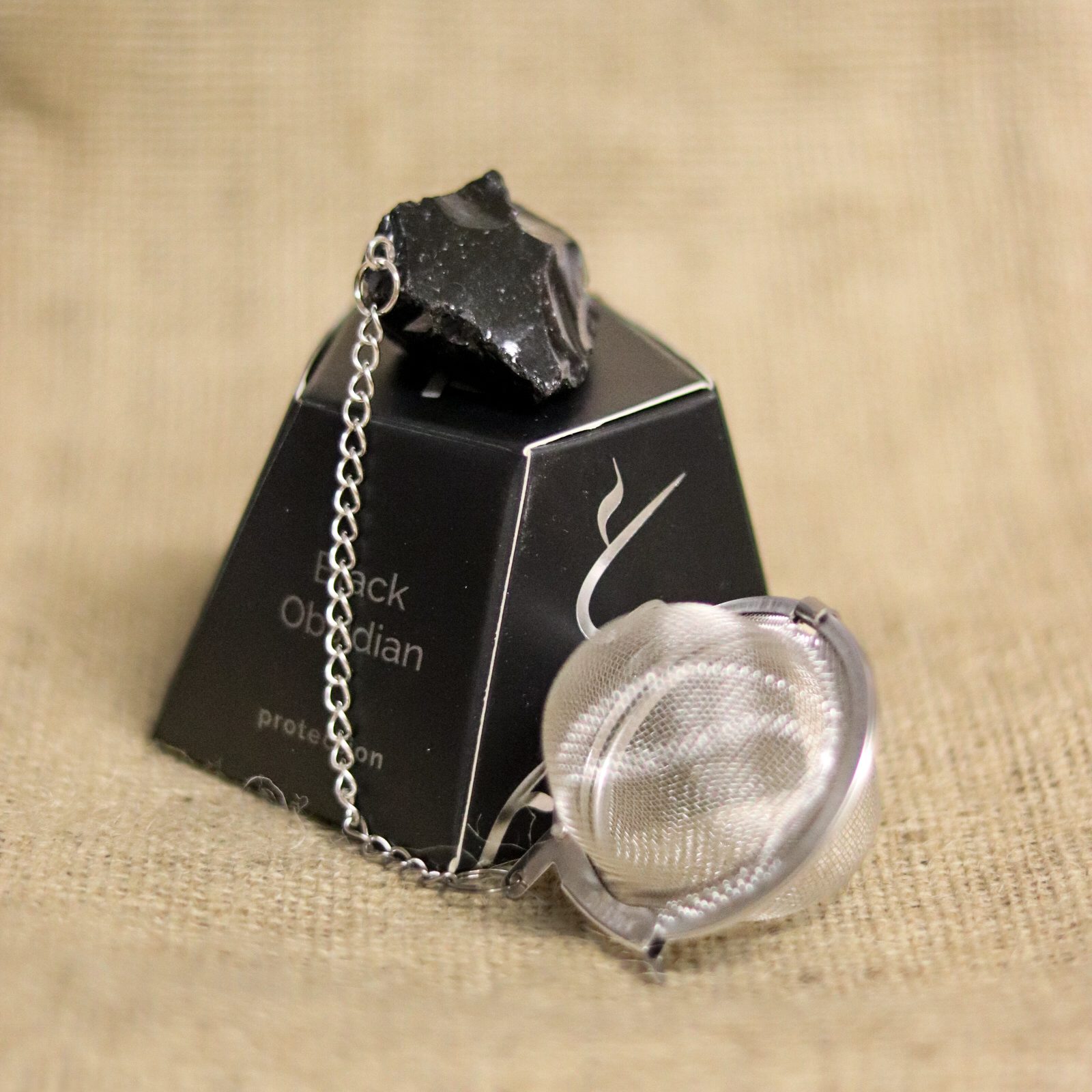 Teaszűrő nyers Kristállyal - Obszidián